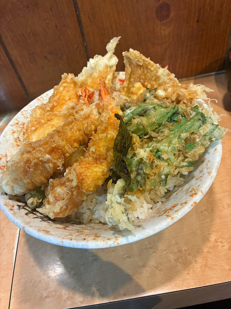 注文した、「天丼ふじ」のジャンボ天丼（２）