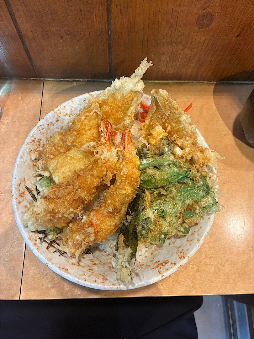 注文した、「天丼ふじ」のジャンボ天丼